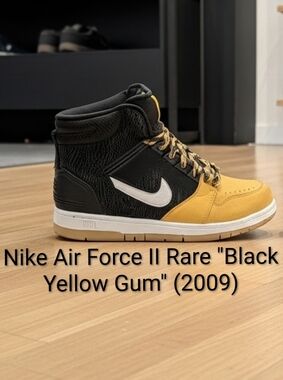Nike Air Force II Rare "Black Yellow Gum" (2009) Mens 11.5 EUC